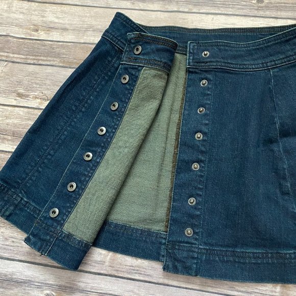 Free People Dark Wash Snap Up Denim Mini Skirt - Picture 6 of 11